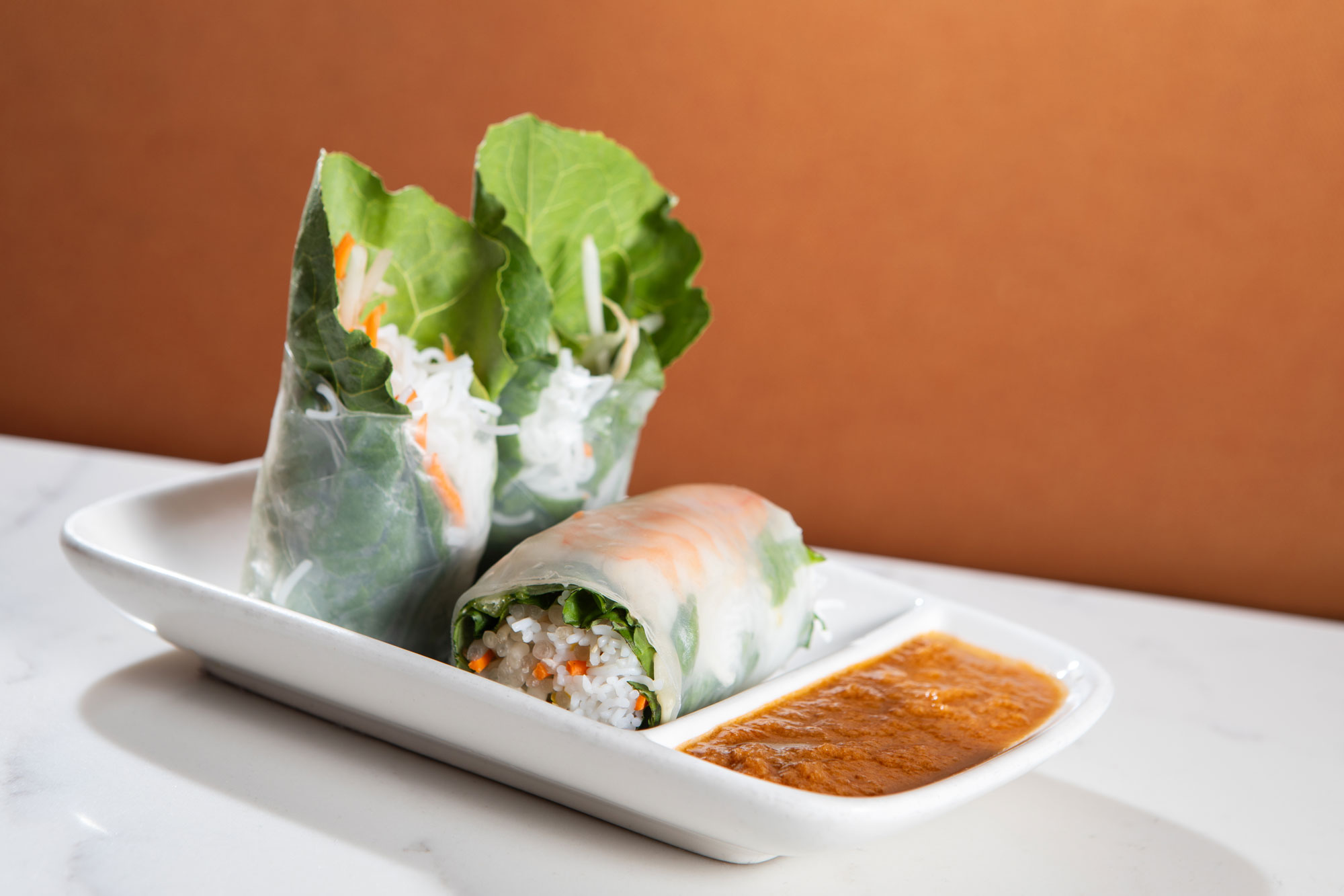 SEA Bambuza Plated Food (spring rolls with peanut sauce)