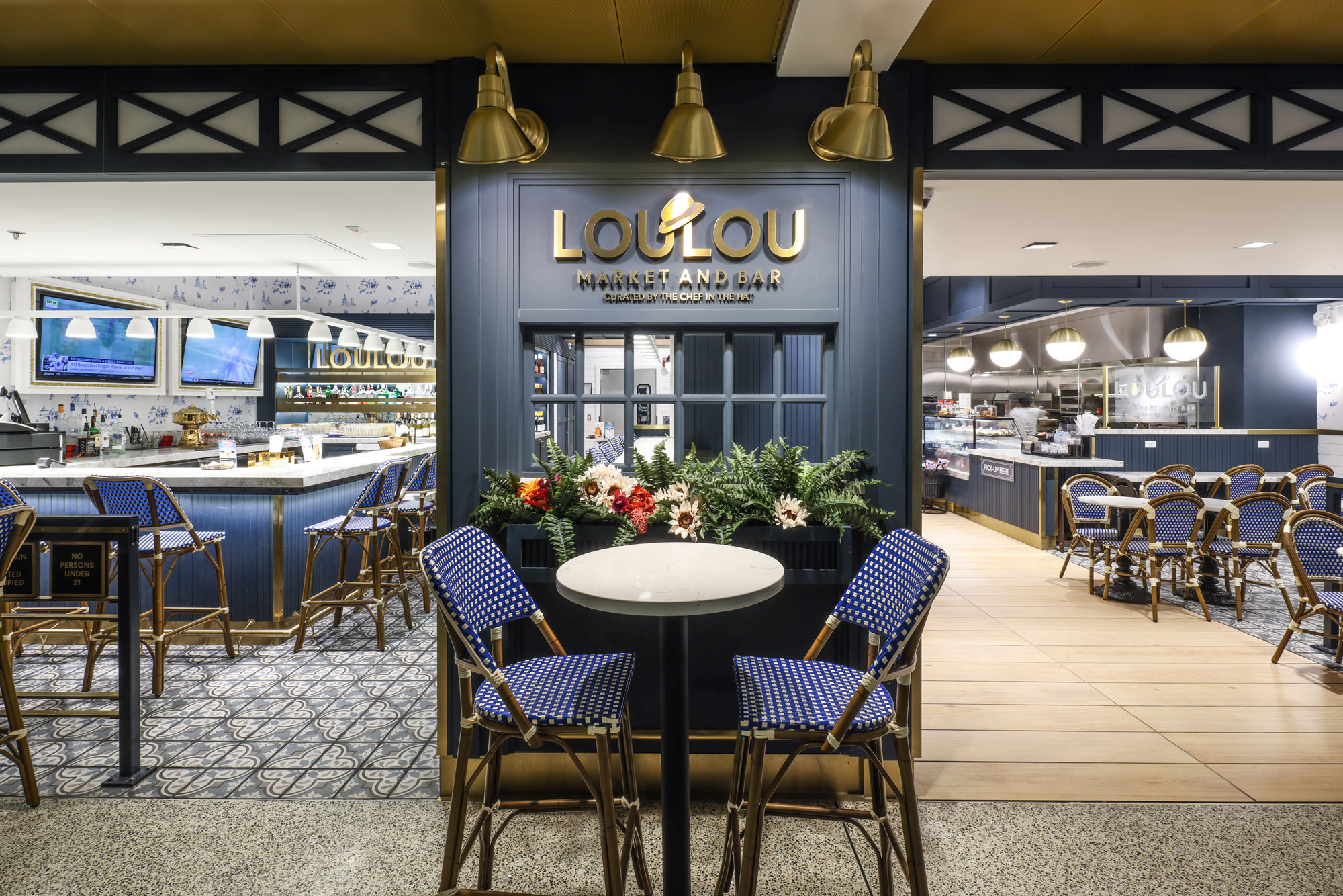 LouLou exterior with seating for two centered