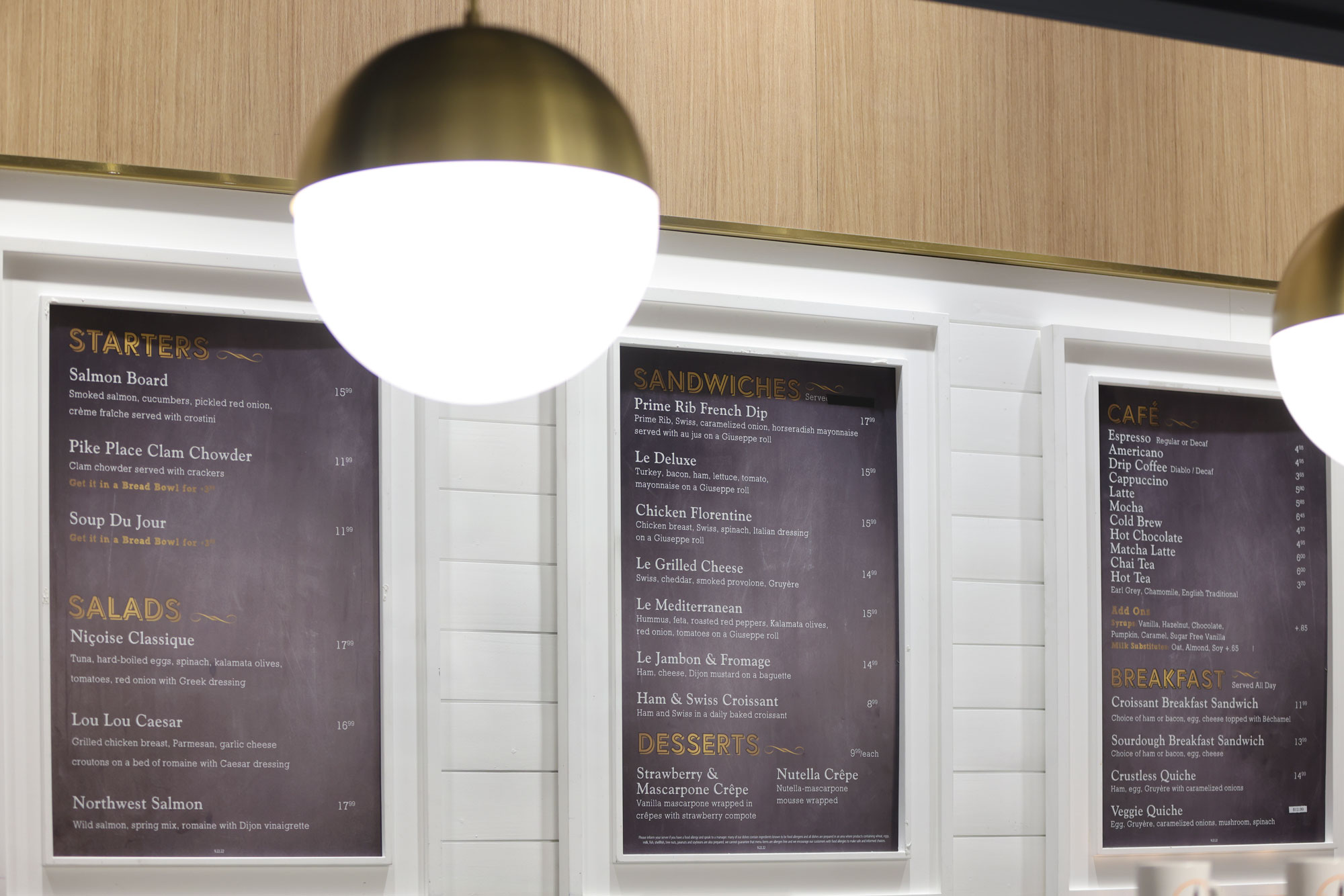 LouLou menu signs with lighting