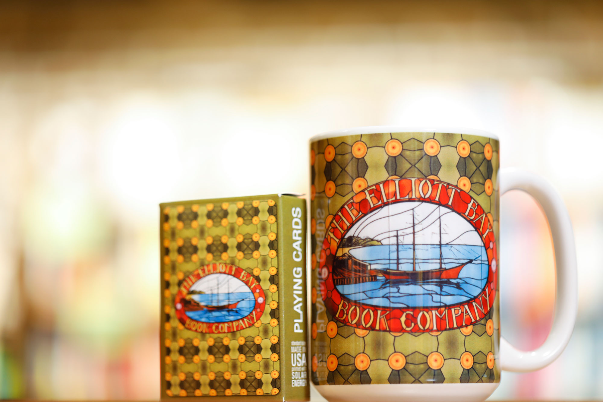 SEA Elliott Bay Book Company Playing Cards and Mug
