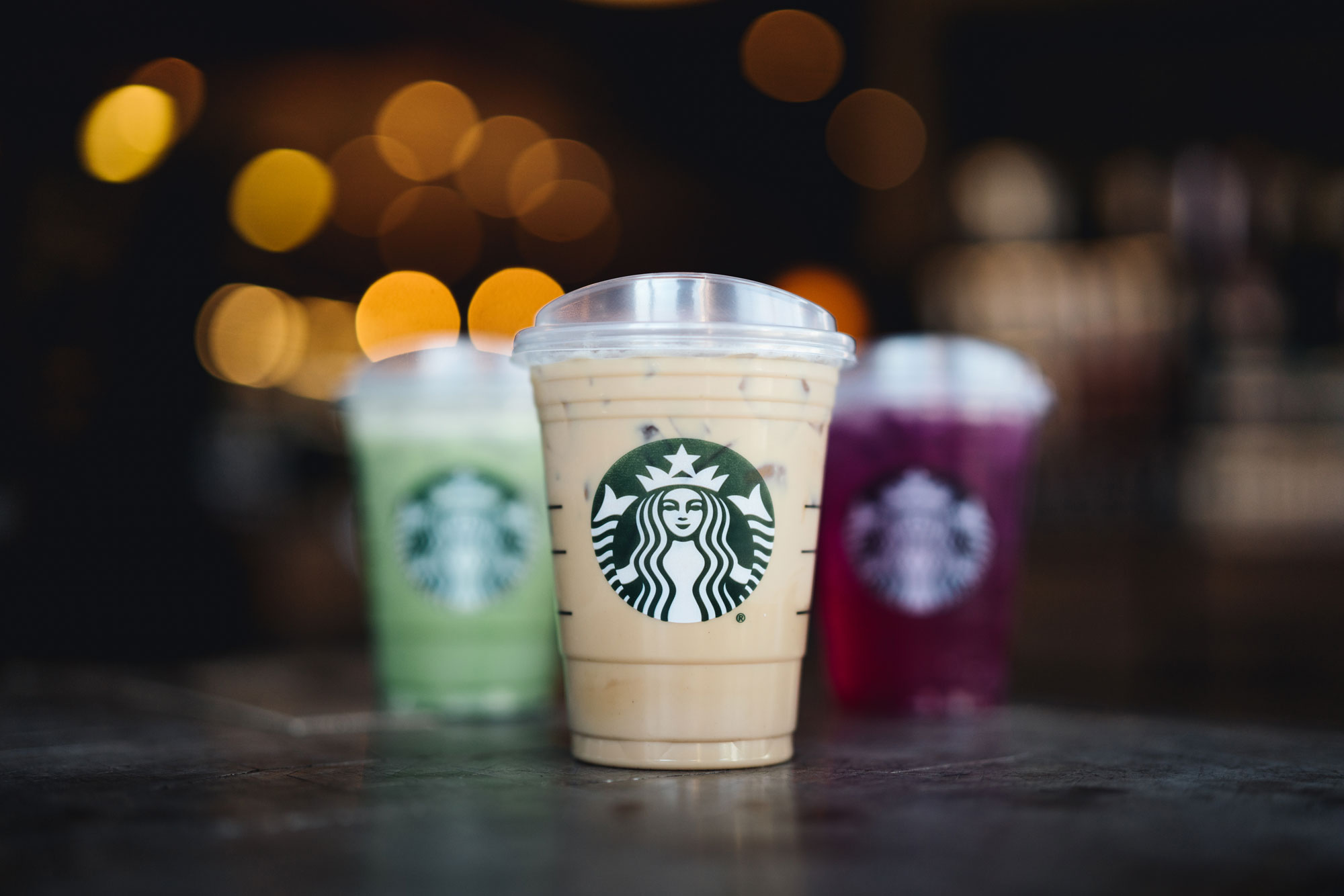 Starbucks Lifestyle Image with Three Cold Drinks