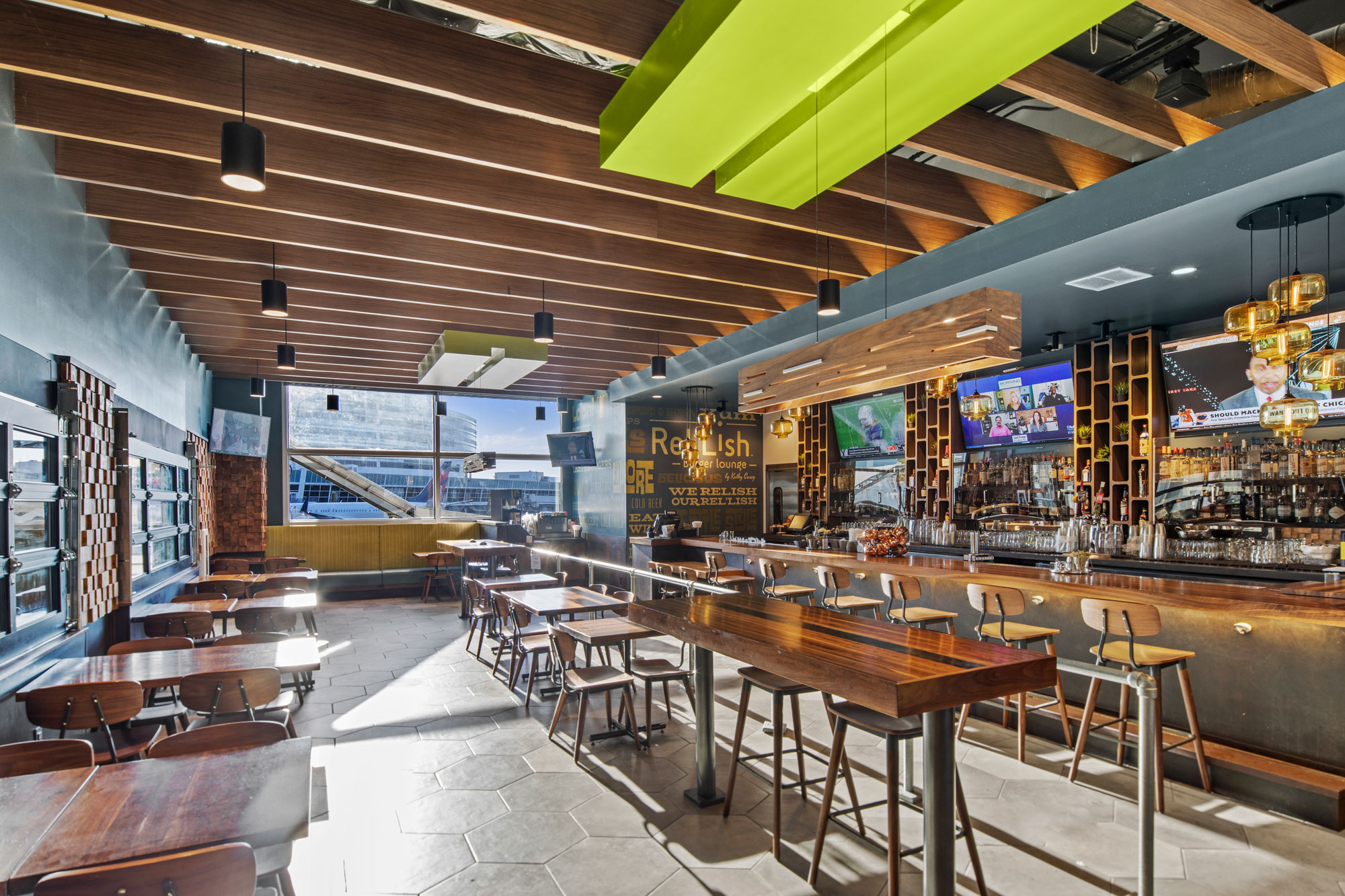 SEA Rel'Lish Burger Lounge Restaurant Seating and Bar
