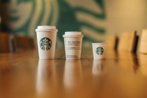 Starbucks Lifestyle Image with Three Hot Drinks
