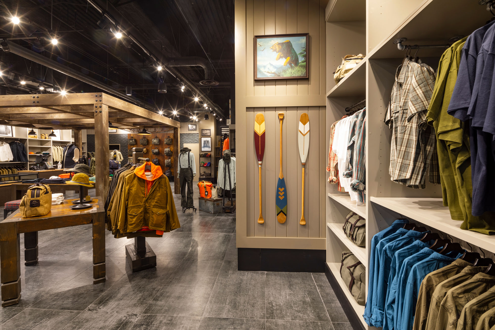 Filson interior with clothing merchandise