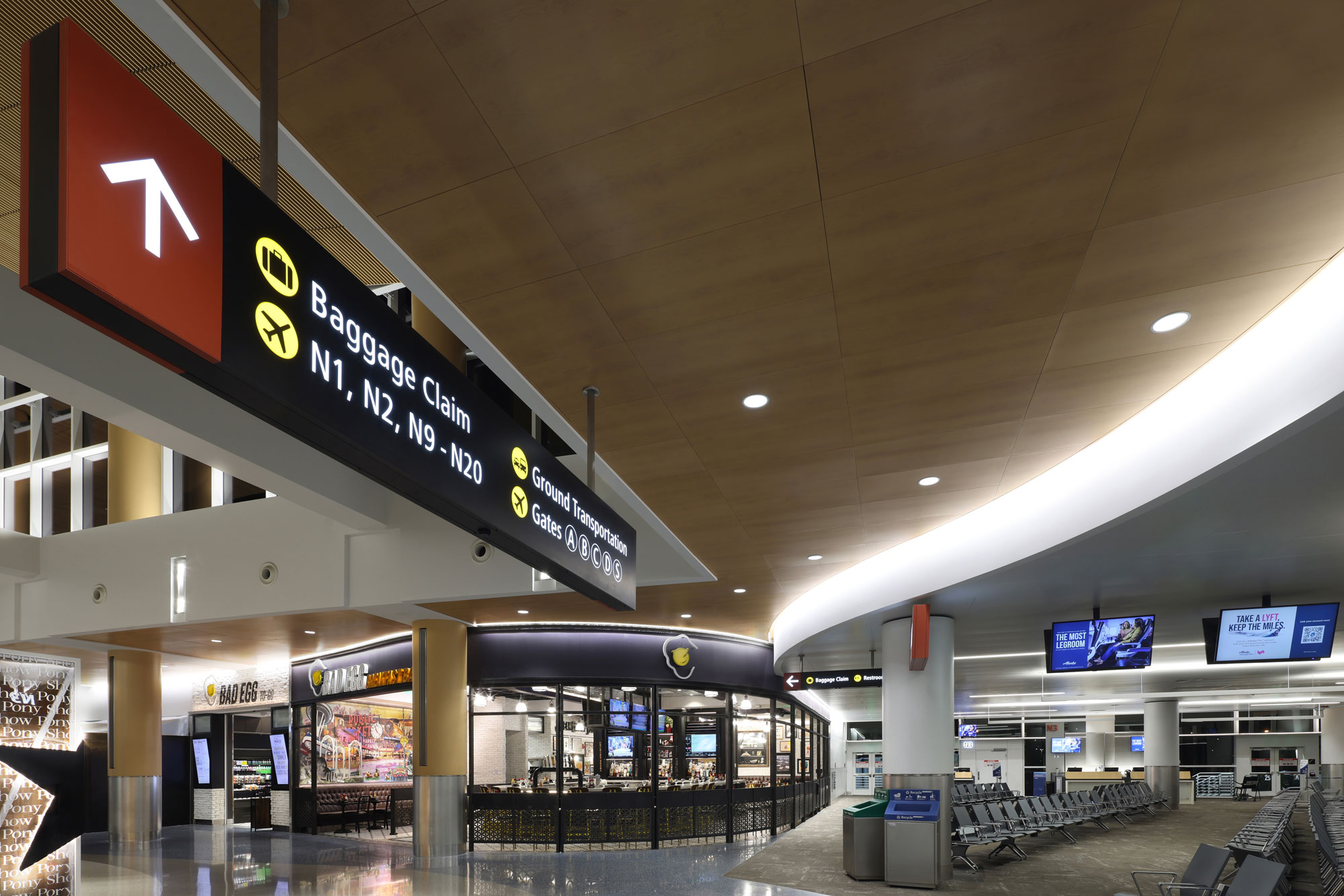 SEA Airport Bad Egg Breakfast Bar exterior with gate seating