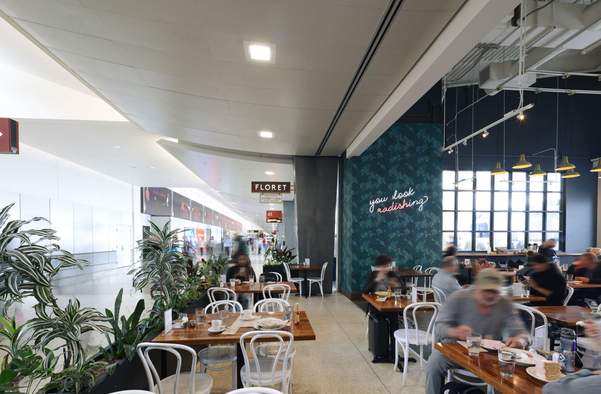 Floret by Cafe Flora at SEA Airport, Exterior with terminal view towards gate A1