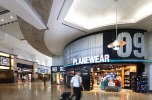 SEA Airport Planewear in Central Terminal with pilot in front of store