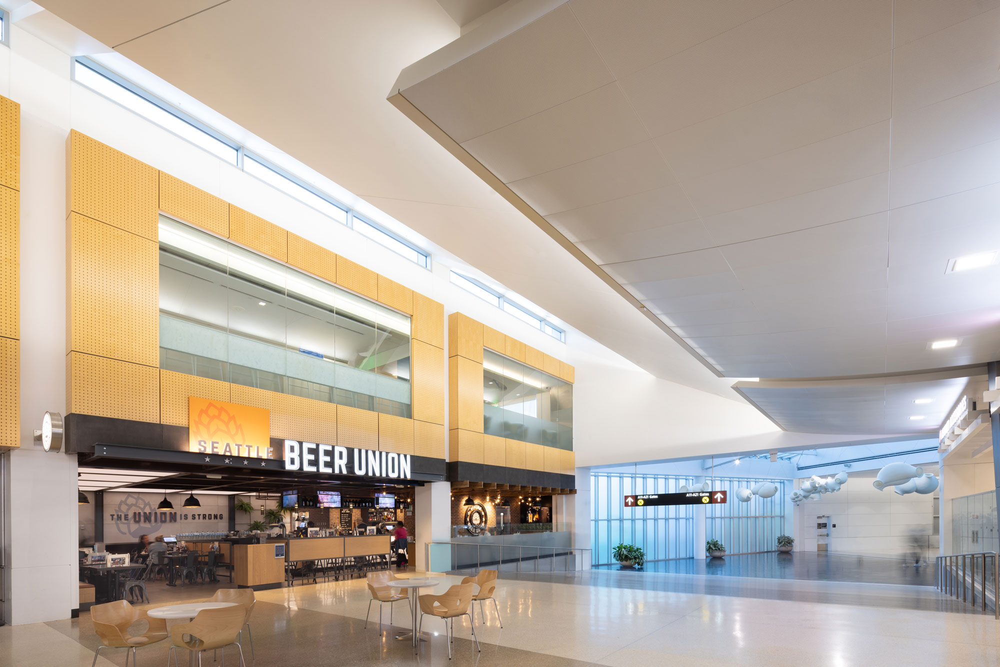 Seattle Beer Union Exterior with shared terminal seating in front