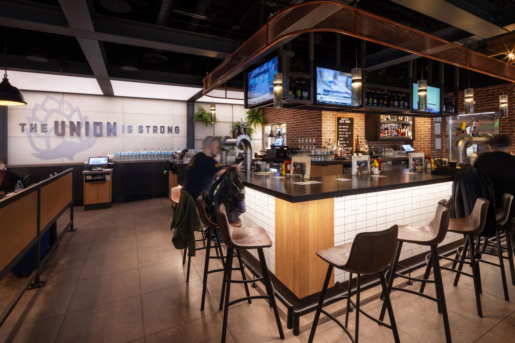 Seattle Beer Union interior with bar close-up