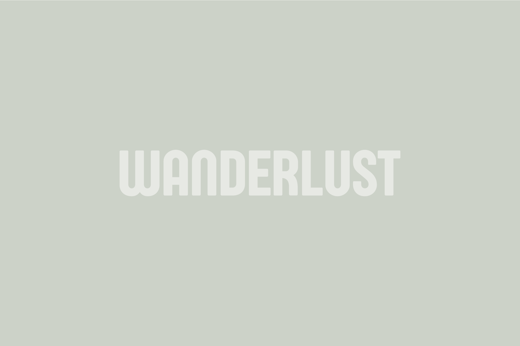 Wanderlust inverted white logo on green/grey background