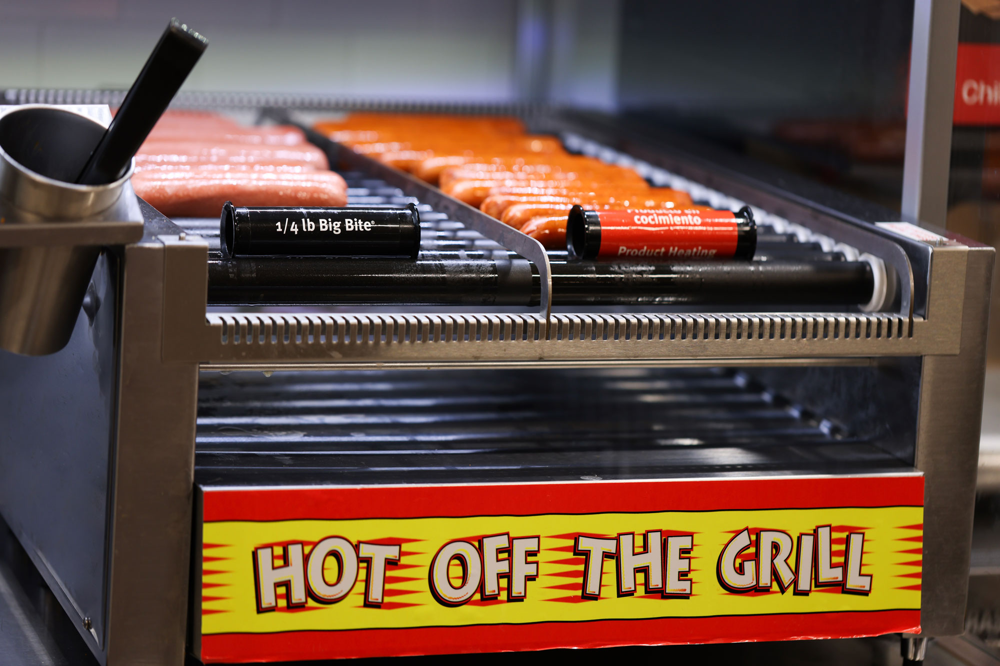 7-Eleven fresh hot dogs on the grill