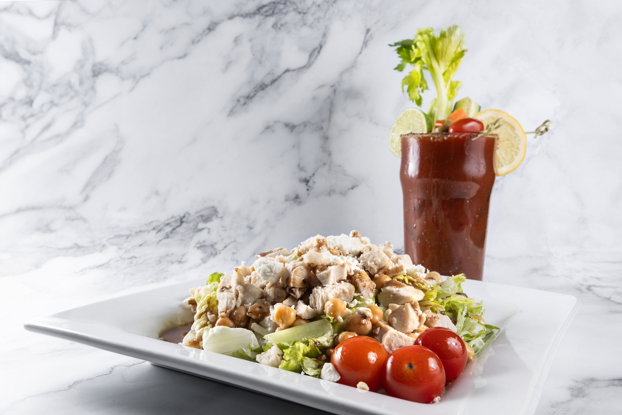 Embarque Whiskey Grill bloody mary and salad