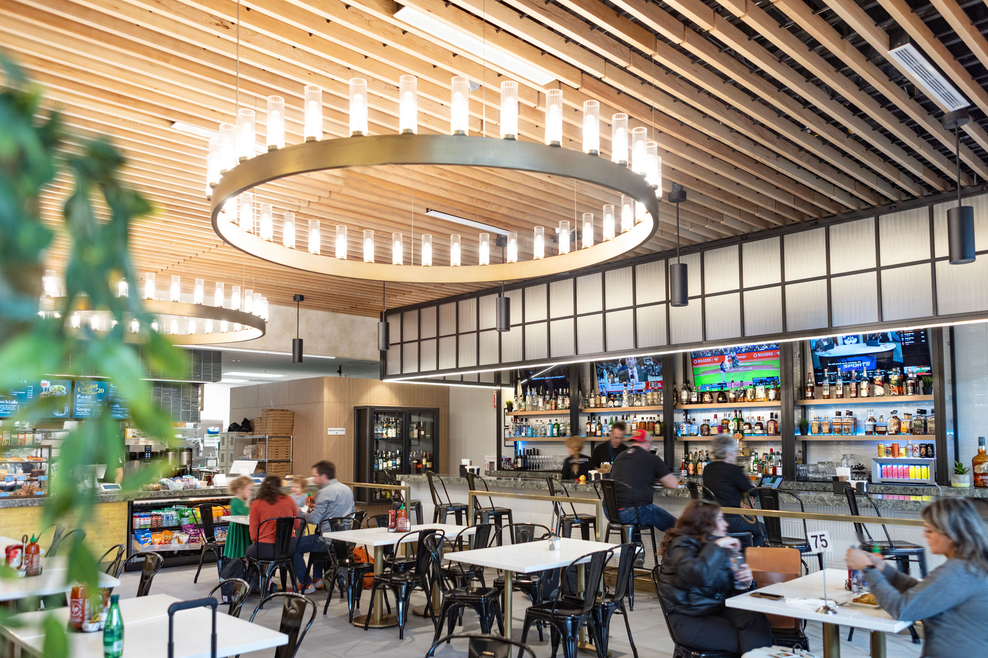 Embarque Whiskey Grill interior with bar view