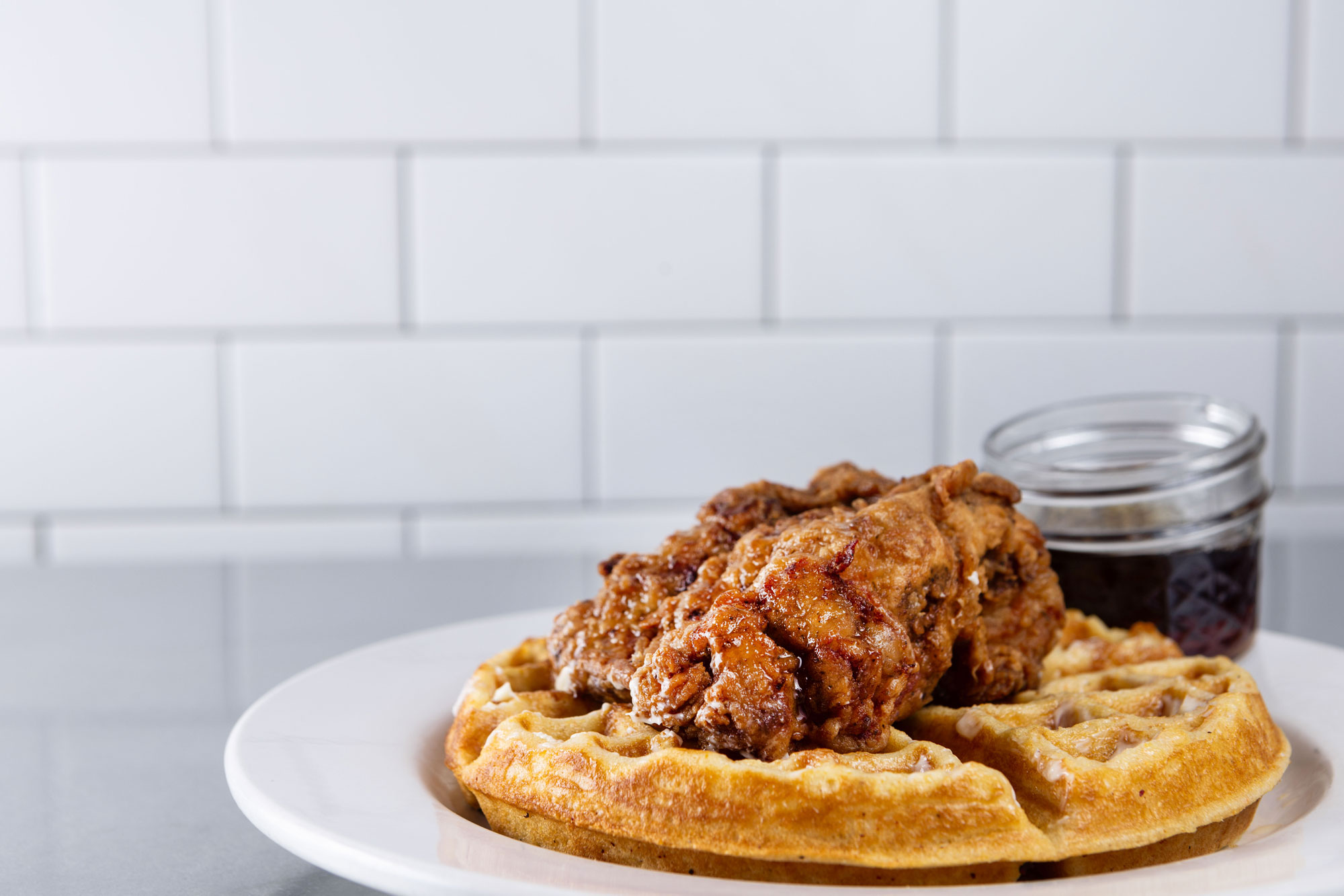 Skillet chicken and waffles