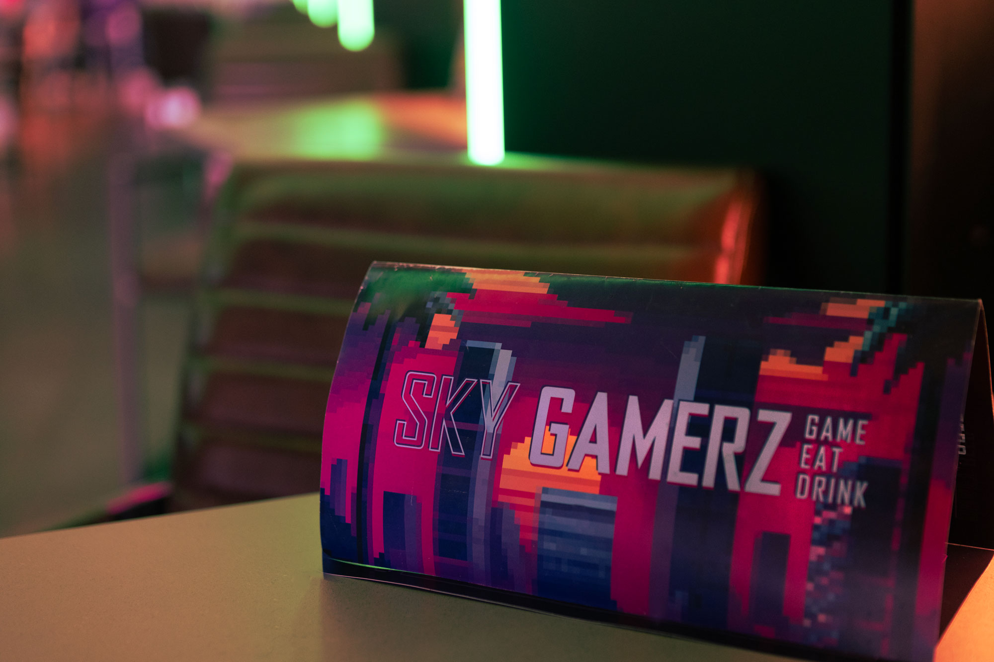 Sky Gamerz colorful table tent card