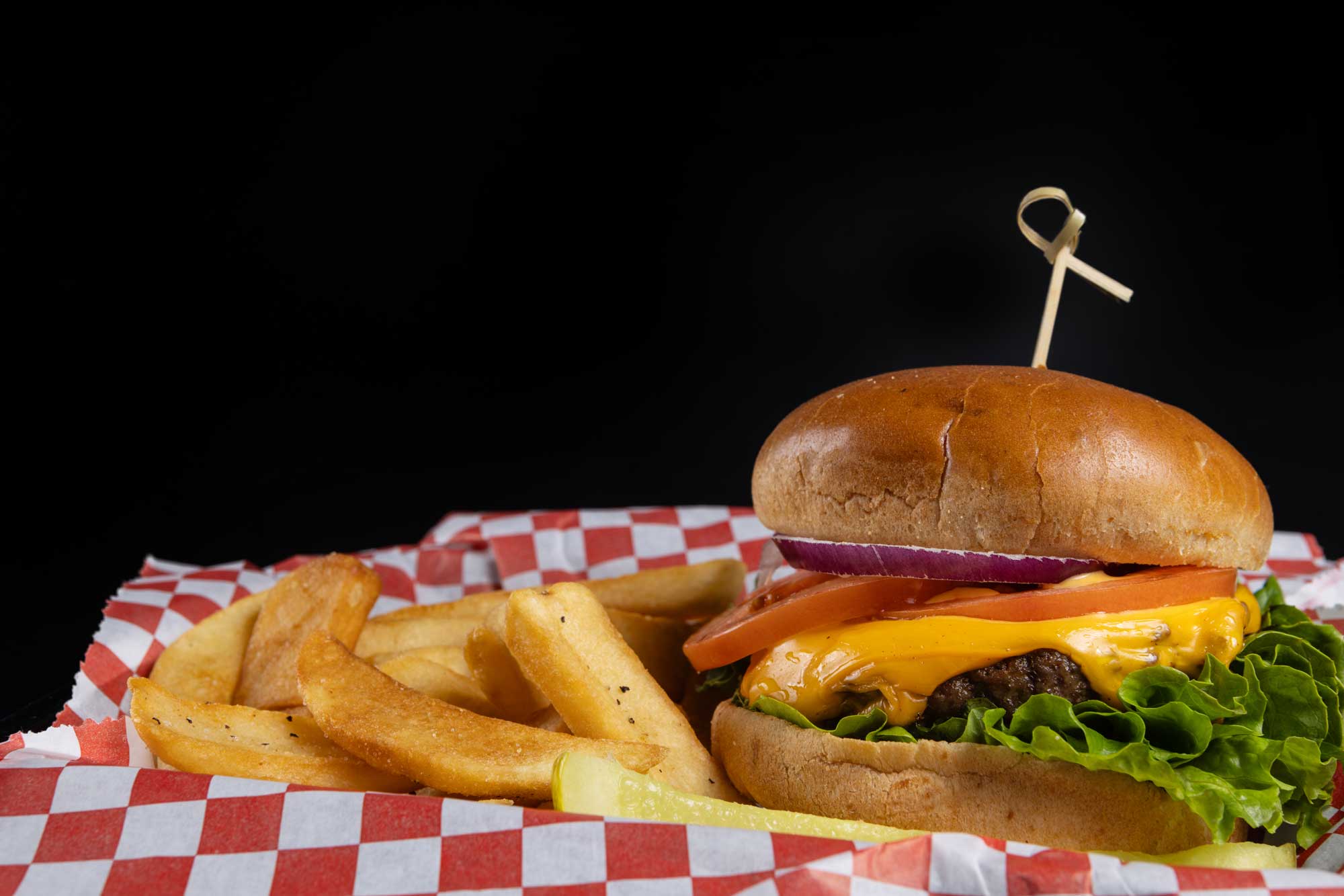 Village Pub cheeseburger and fries