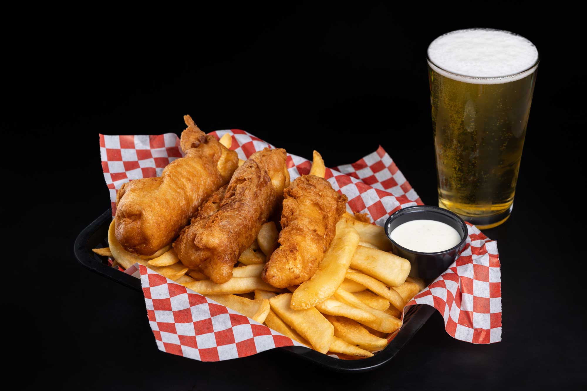 Village Pub fish and chips with beer