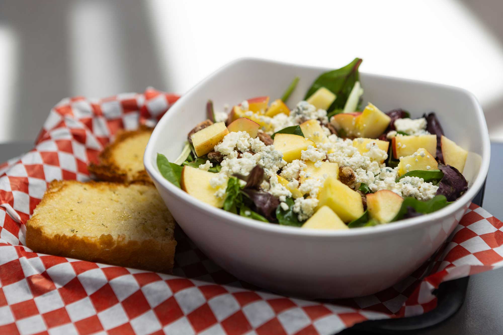 Village Pub salad with buttered toast