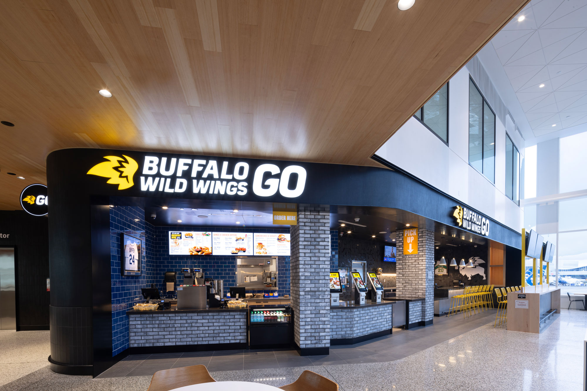 Buffalo Wild Wings restaurant with point of sale and menus