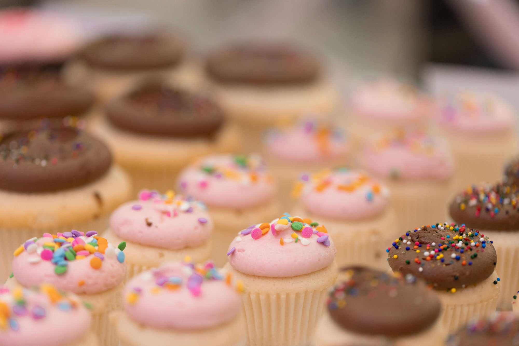 Cupcake Royale strawberry and chocolate cupcakes with sprinkles