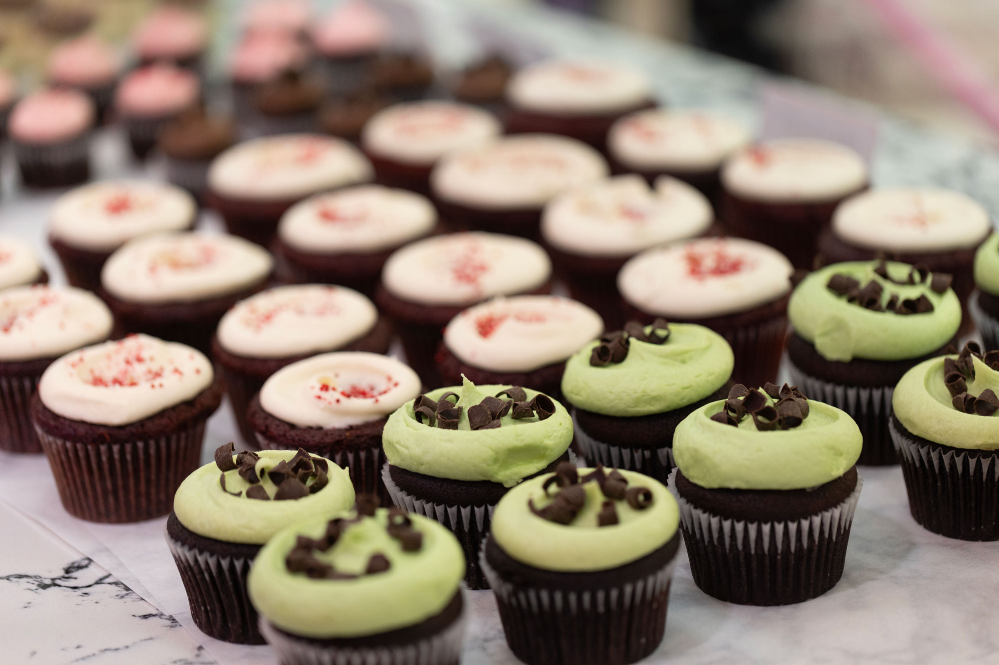 Cupcake Royale with mint chocolate and red velvet cupcakes