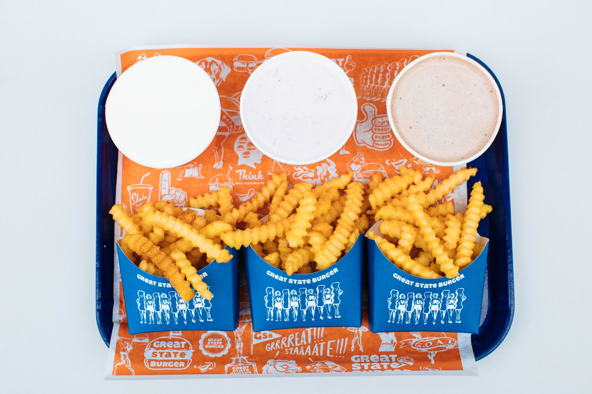 Great State Burger fries and sauces