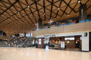 Nanny's BBQ exterior with terminal C architecture